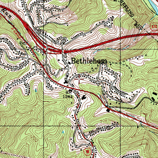 Topographic Map of Village of Bethlehem, WV