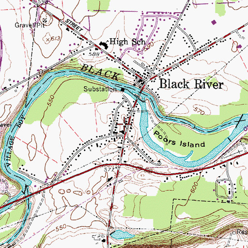 Topographic Map of Village of Black River, NY