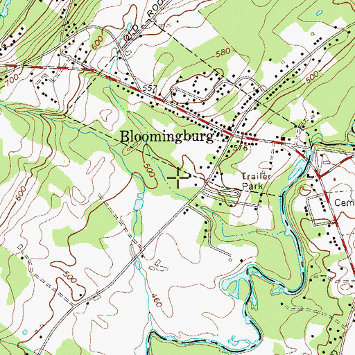 Topographic Map of Village of Bloomingburg, NY