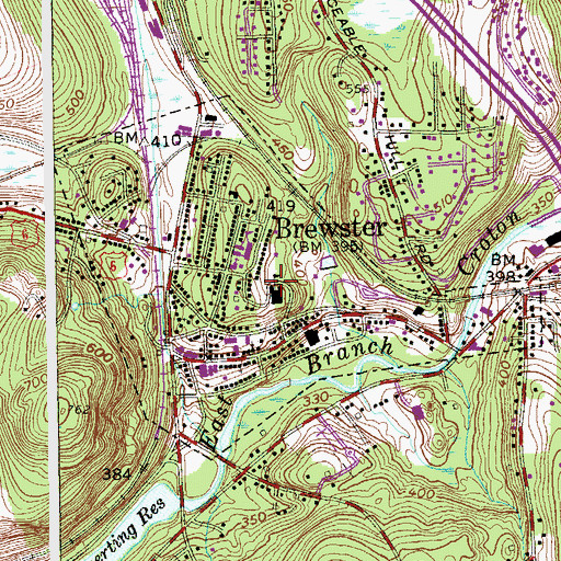 Topographic Map of Village of Brewster, NY