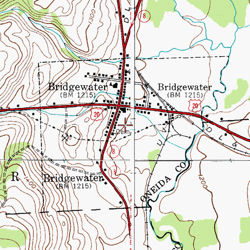 Topographic Map of Village of Bridgewater (historical), NY