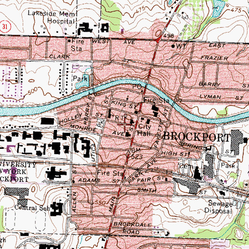 Topographic Map of Village of Brockport, NY