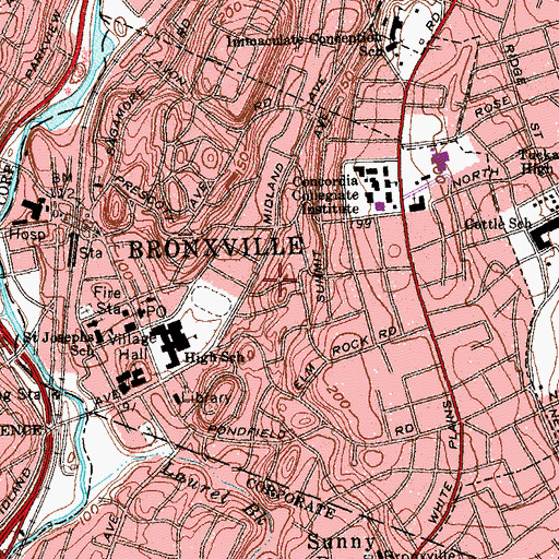 Topographic Map of Village of Bronxville, NY
