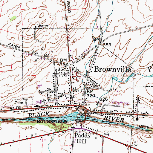 Topographic Map of Village of Brownville, NY