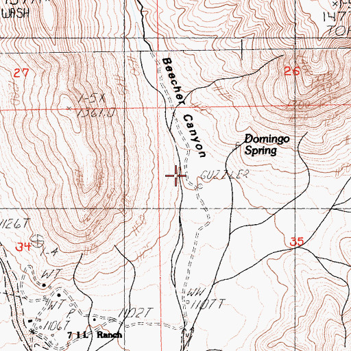 Topographic Map of Beecher Canyon, CA