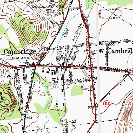 Topographic Map of Village of Cambridge, NY