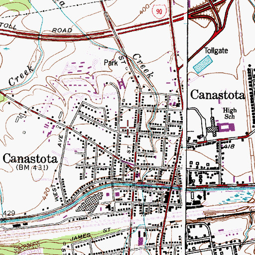 Topographic Map of Village of Canastota, NY