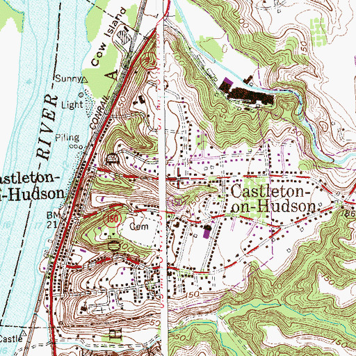 Topographic Map of Village of Castleton-on-Hudson, NY