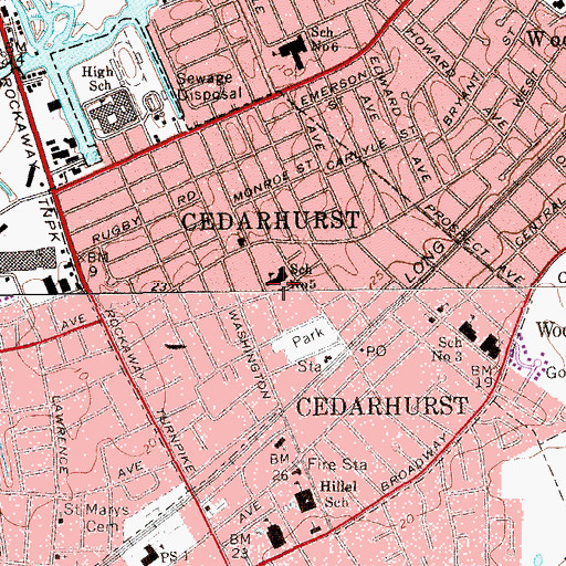 Topographic Map of Village of Cedarhurst, NY
