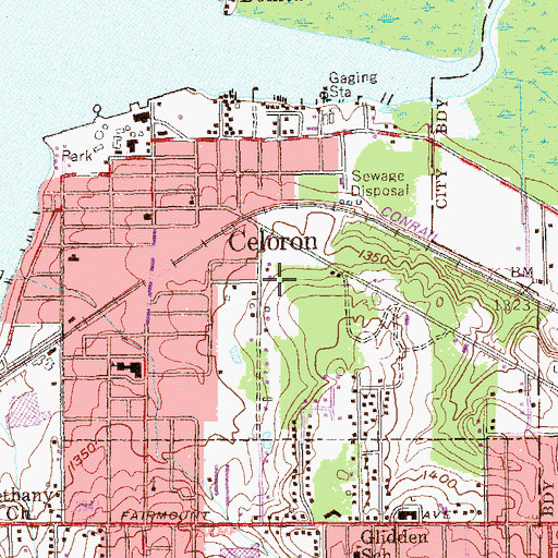 Topographic Map of Village of Celoron, NY