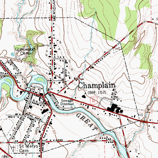 Topographic Map of Village of Champlain, NY