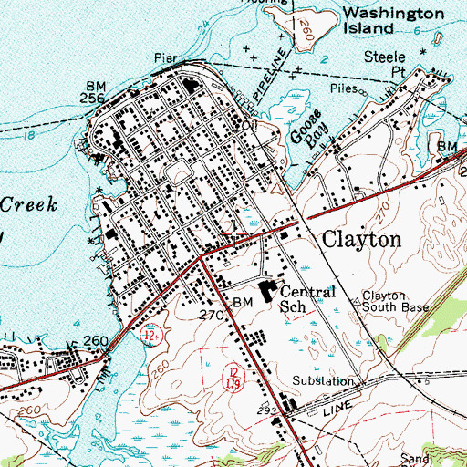 Topographic Map of Village of Clayton, NY