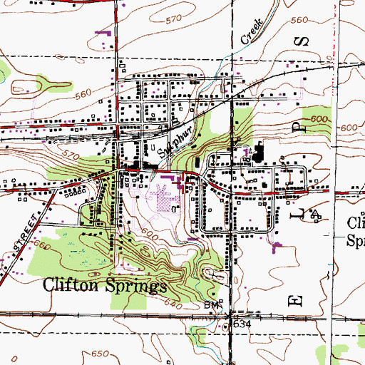 Topographic Map of Village of Clifton Springs, NY