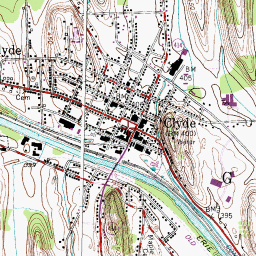 Topographic Map of Village of Clyde, NY