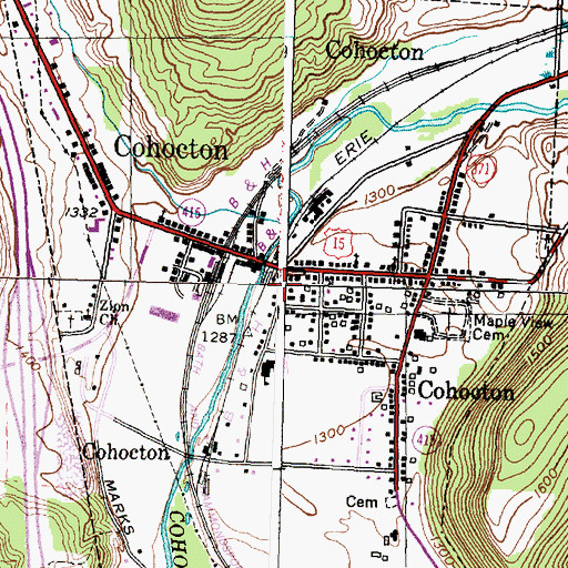 Topographic Map of Village of Cohocton, NY
