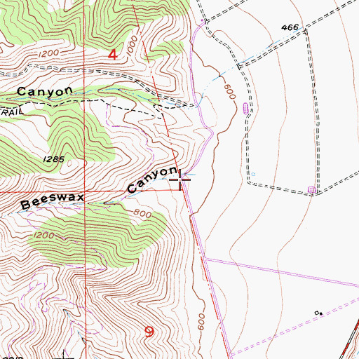 Topographic Map of Beeswax Canyon, CA
