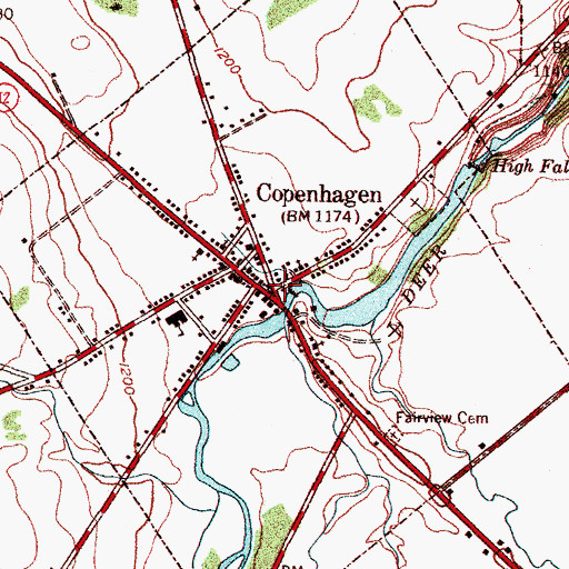 Topographic Map of Village of Copenhagen, NY