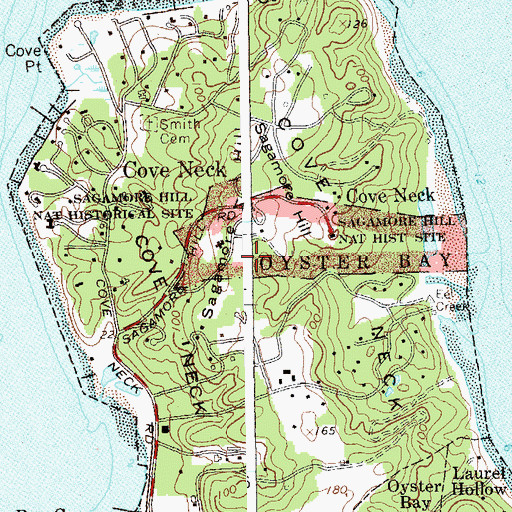 Topographic Map of Village of Cove Neck, NY