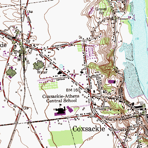 Topographic Map of Village of Coxsackie, NY
