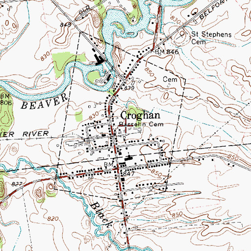 Topographic Map of Village of Croghan, NY