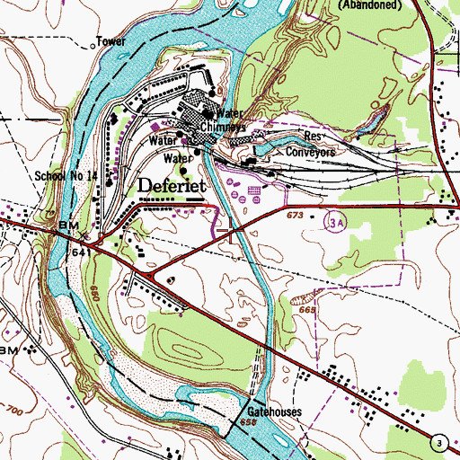 Topographic Map of Village of Deferiet, NY