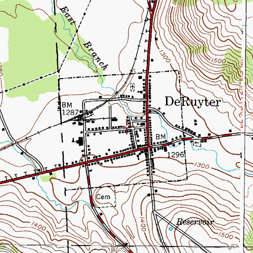 Topographic Map of Village of DeRuyter, NY