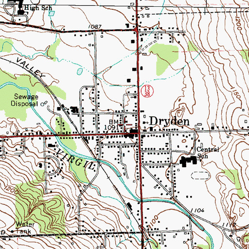 Topographic Map of Village of Dryden, NY