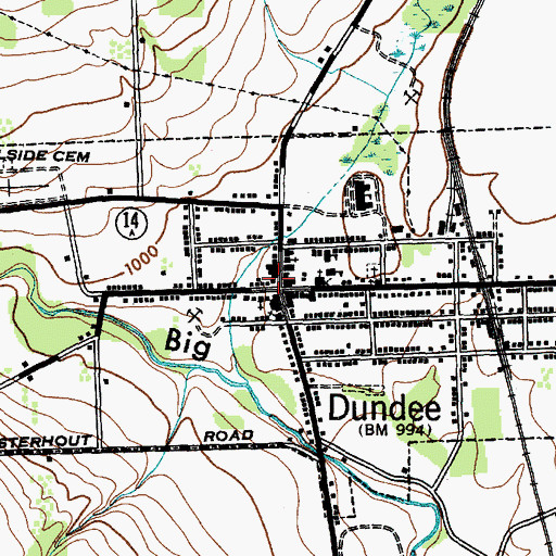 Topographic Map of Village of Dundee, NY