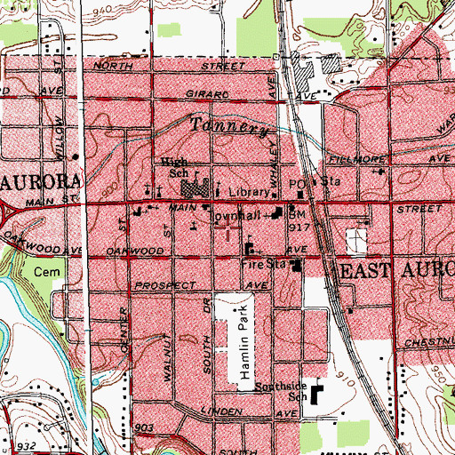 Topographic Map of Village of East Aurora, NY