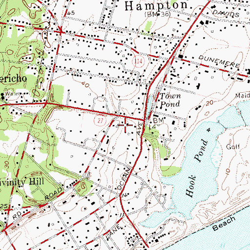 Topographic Map of Village of East Hampton, NY