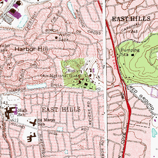 Topographic Map of Village of East Hills, NY