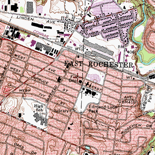 Topographic Map of Village of East Rochester, NY