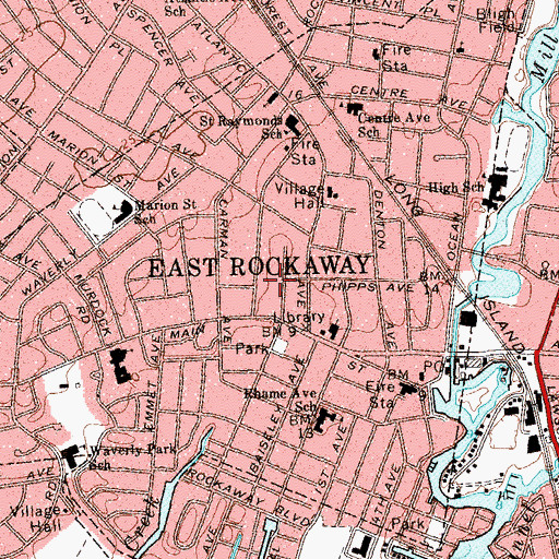 Topographic Map of Village of East Rockaway, NY