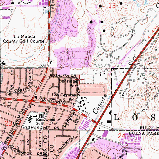 Topographic Map of Behringer Park, CA