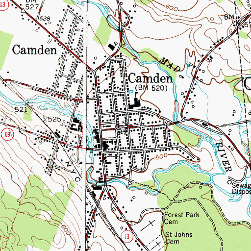 Topographic Map of Camden Fire Department, NY