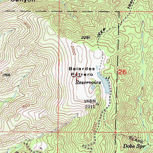 Topographic Map of Belardes Potrero, CA