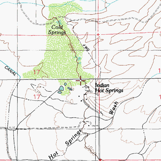 Topographic Map of Beauty Springs, AZ