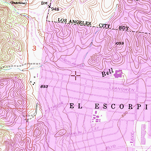 Topographic Map of Bell Canyon, CA