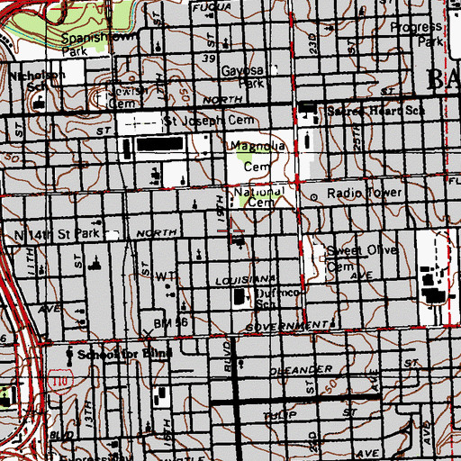 Topographic Map of East Baton Rouge Parish South Office of Family Support, LA