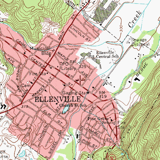 Topographic Map of Ellenville Reformed Church, NY