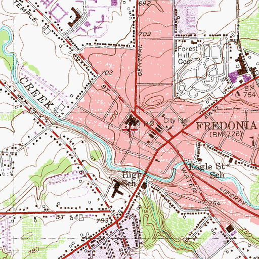 Topographic Map of Barker Street Public School (historical), NY