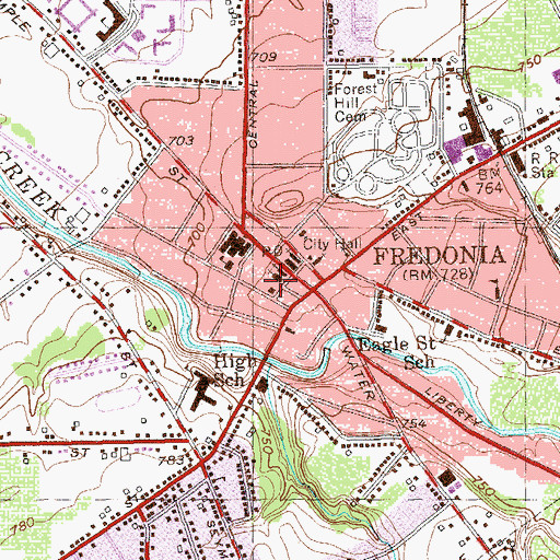 Topographic Map of First United Methodist Church, NY