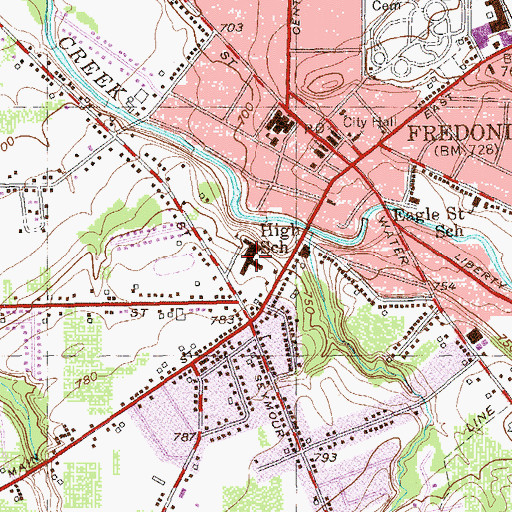 Topographic Map of Fredonia Junior High School, NY