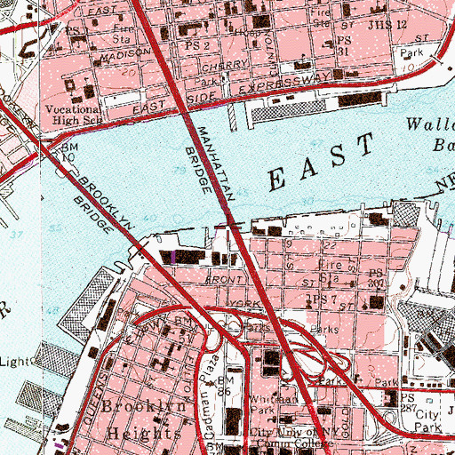 Topographic Map of Brooklyn Bridge Park, NY