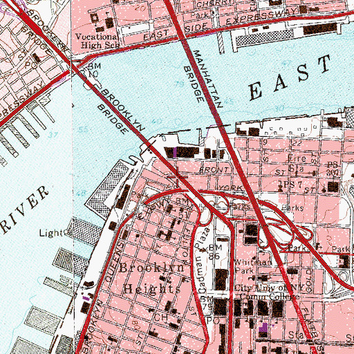 Topographic Map of Brooklyn Anchorage Plaza, NY