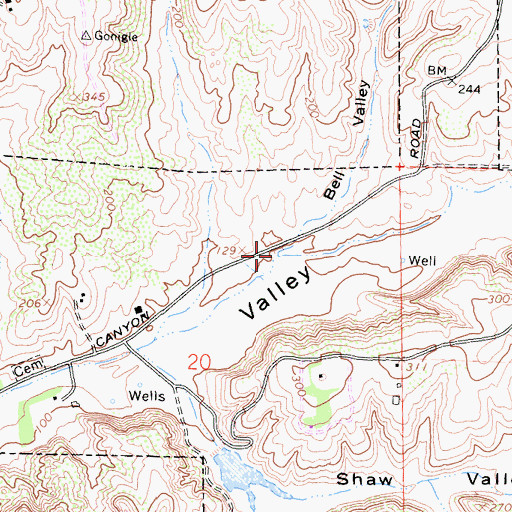 Topographic Map of Bell Valley, CA
