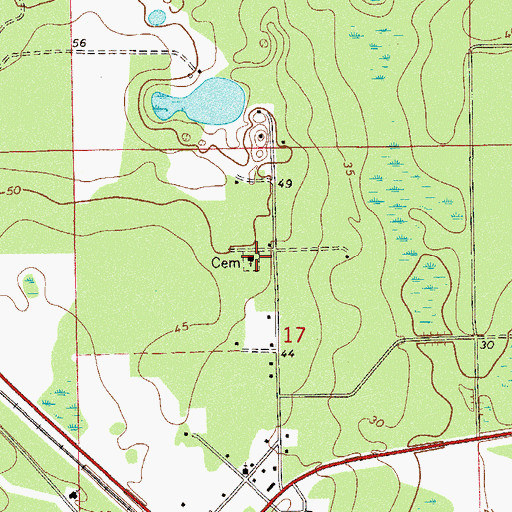 Topographic Map of Barbersville Cemetery, FL