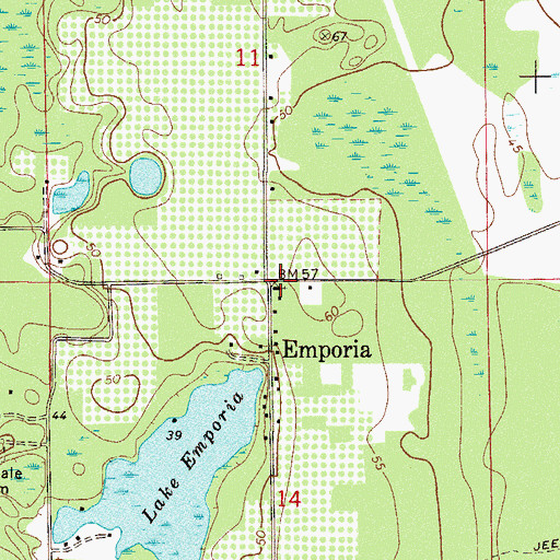Topographic Map of Emporia Baptist Church, FL