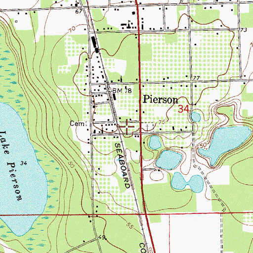 Topographic Map of Town of Pierson Water Tower, FL