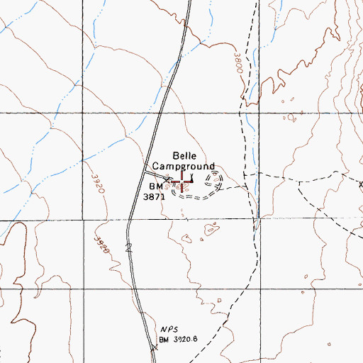 Topographic Map of Belle Campground, CA
